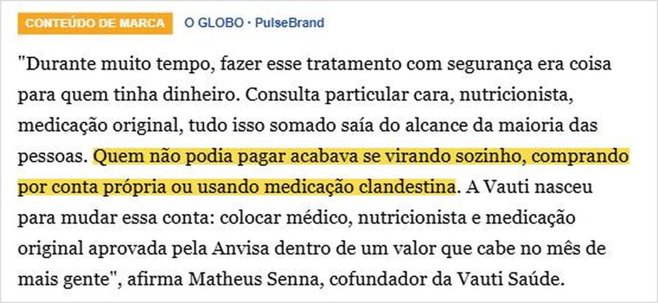 Trecho do mesmo conteúdo de marca.